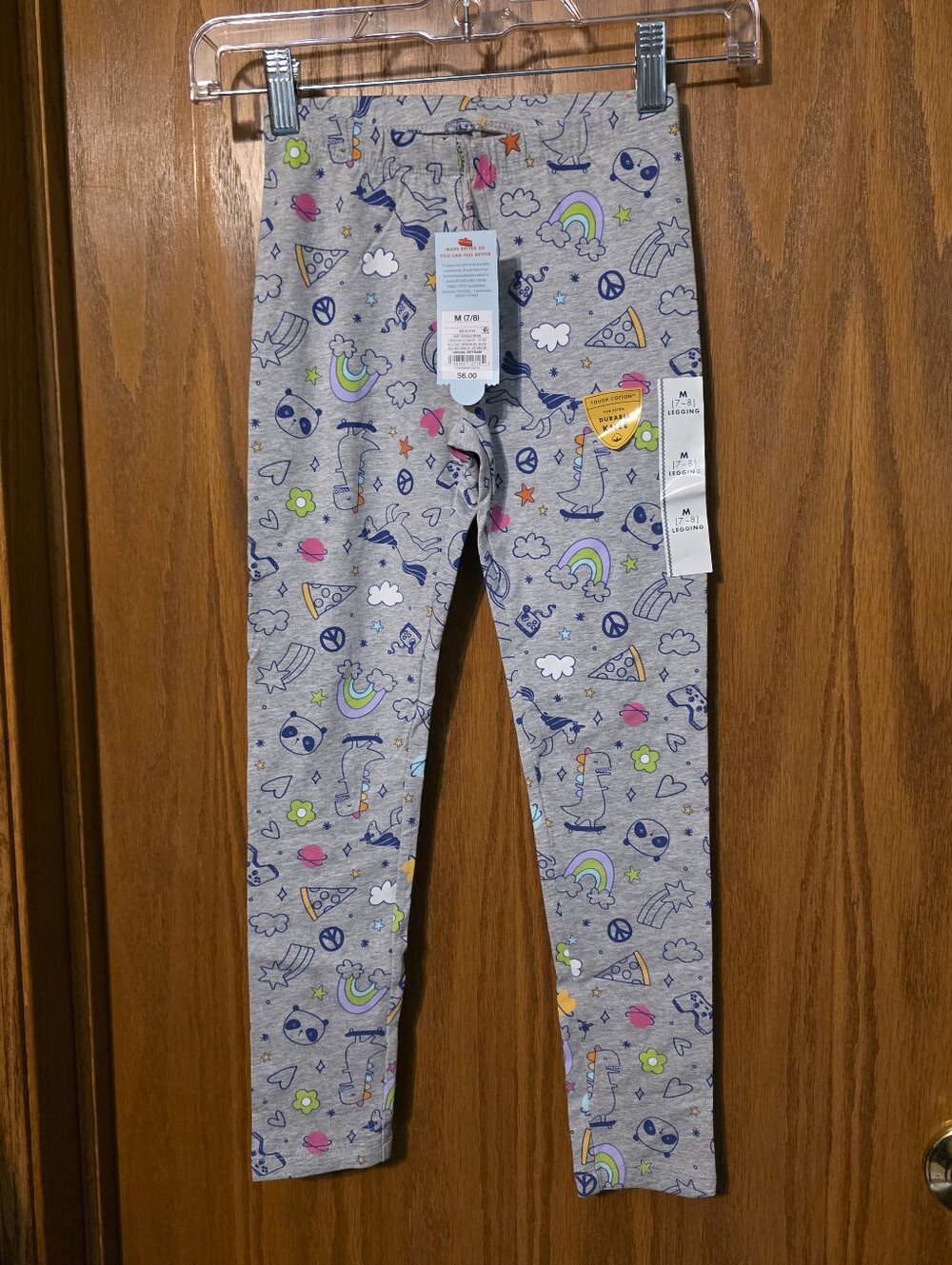 Cat & Jack Grey Rainbow & Icon Print Leggings